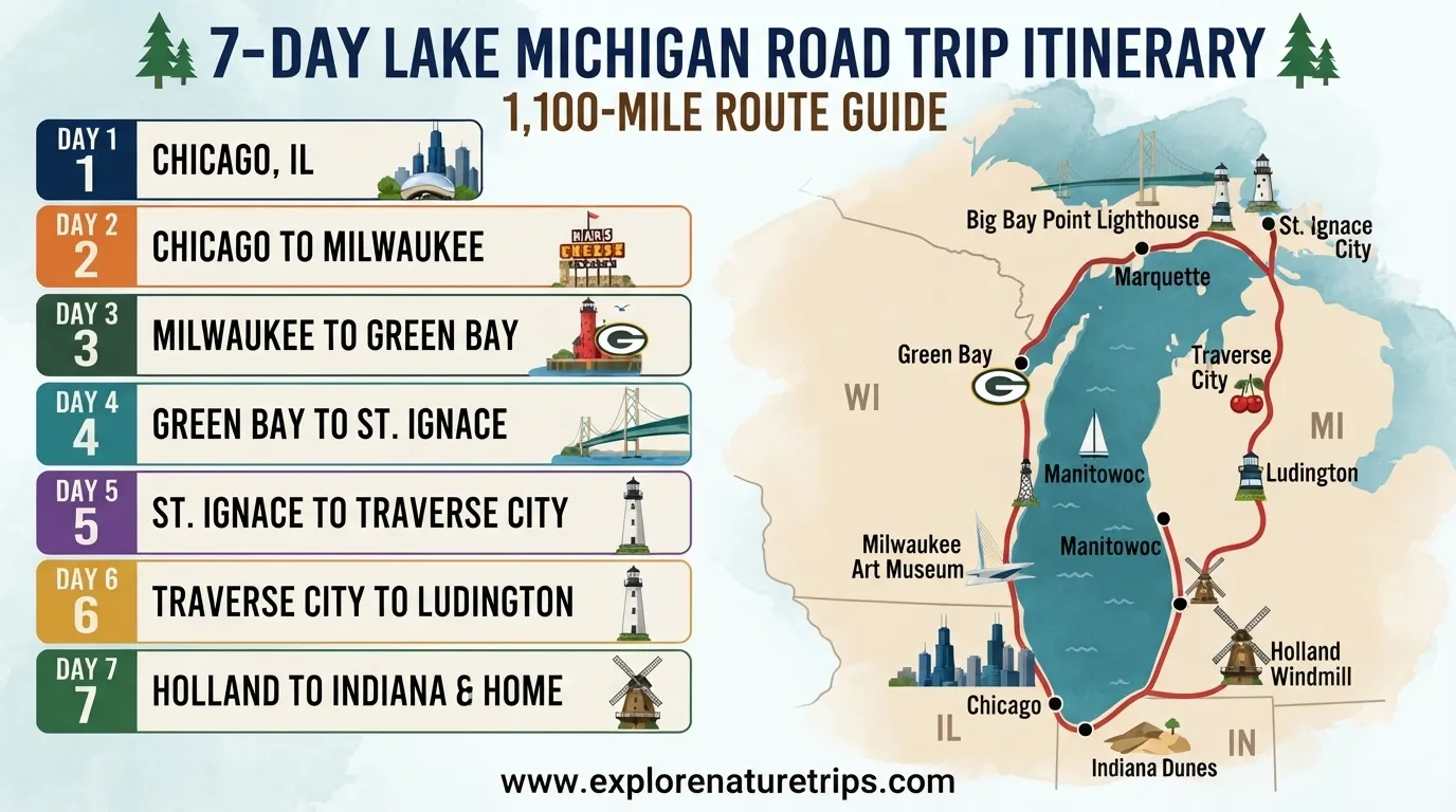 lake michigan road trip 1,100-mile route & 7-day guide