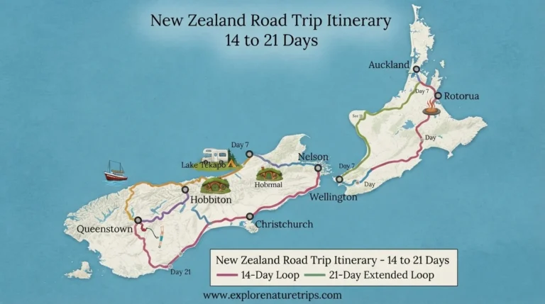 new zealand road trip itinerary 14 to 21 days